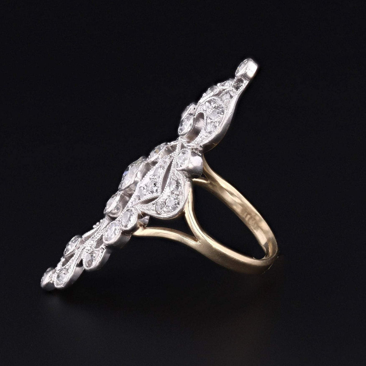 Diamond Statement Ring | Antique Brooch Conversion Ring - Trademark Antiques