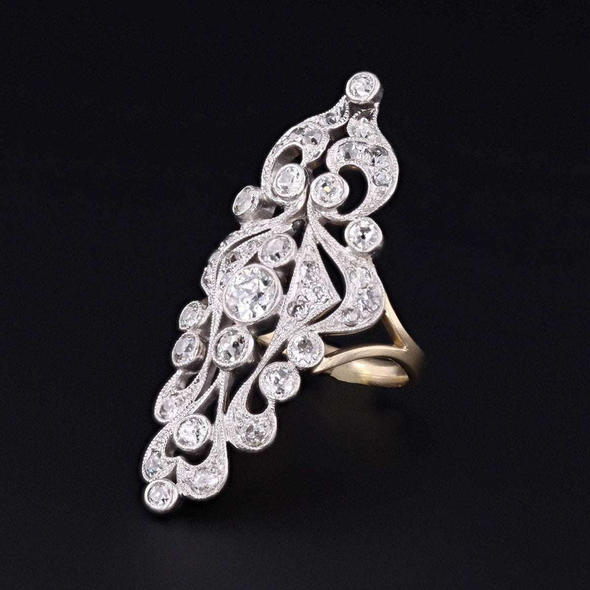 Diamond Statement Ring | Antique Brooch Conversion Ring - Trademark Antiques