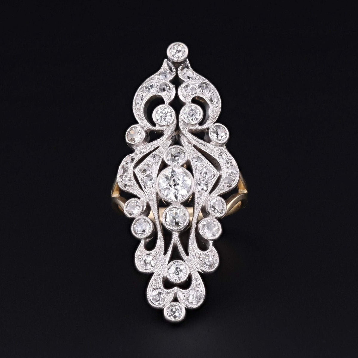 Diamond Statement Ring | Antique Brooch Conversion Ring - Trademark Antiques