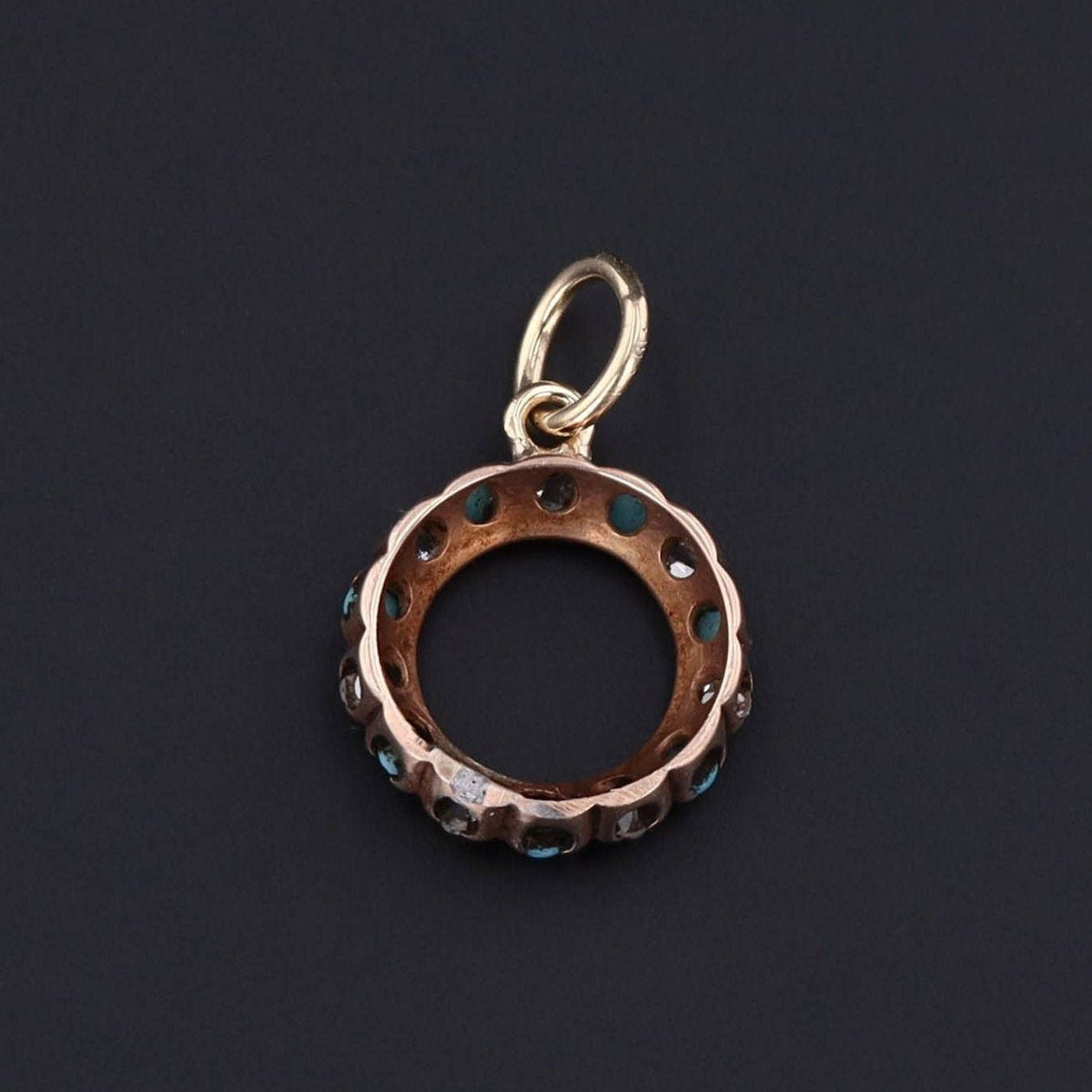 Diamond &amp; Turquoise Pendant | Circle Pendant - Trademark Antiques
