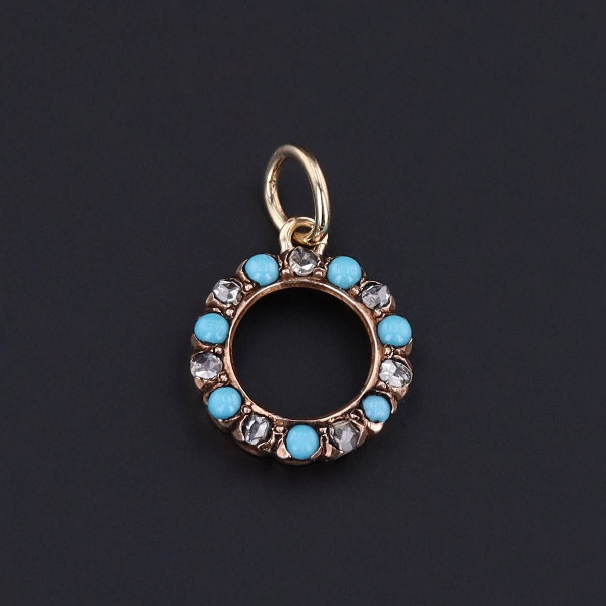 Diamond &amp; Turquoise Pendant | Circle Pendant - Trademark Antiques
