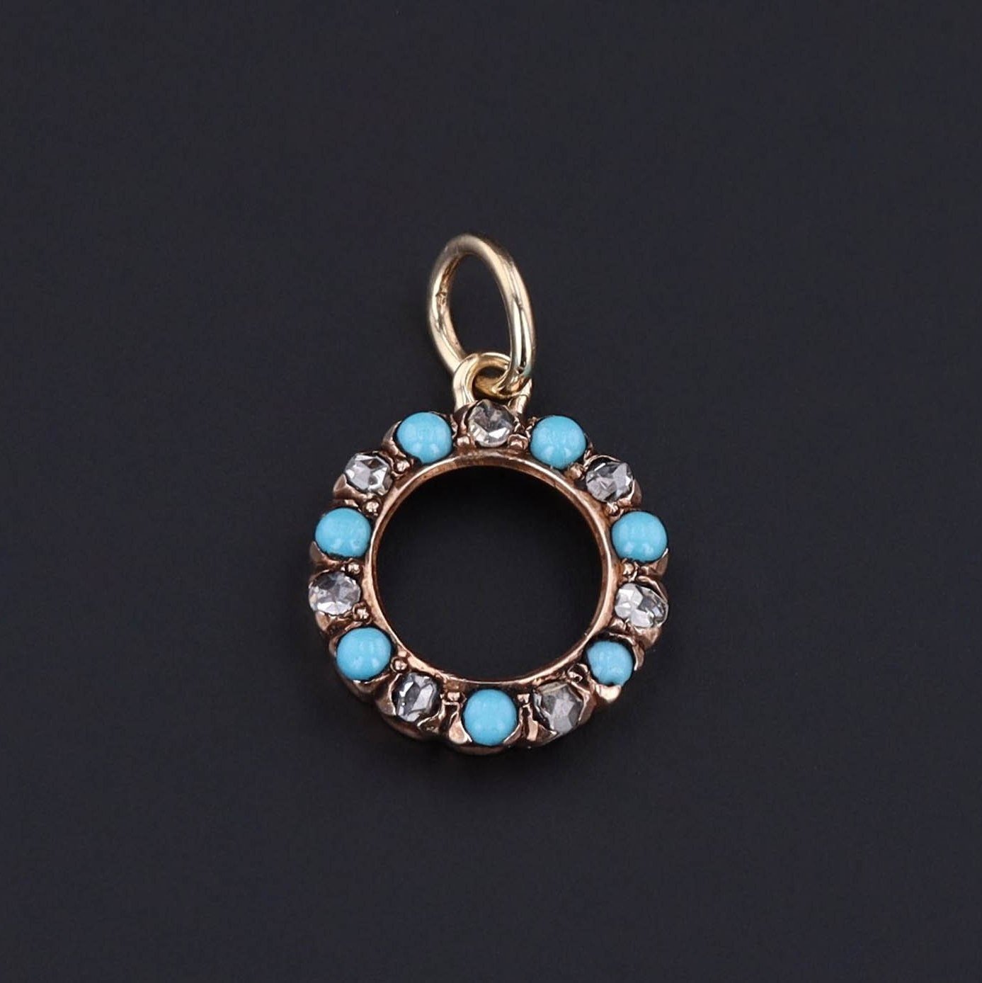 Diamond & Turquoise Pendant | Circle Pendant - Trademark Antiques