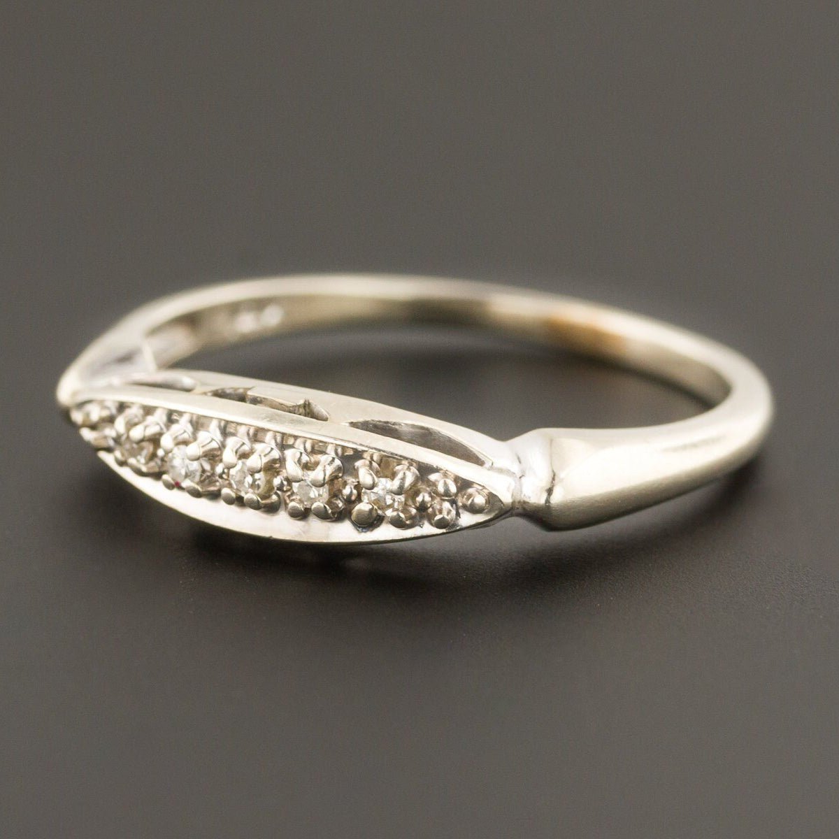 Diamond Wedding Band | 14k White Gold Wedding Band - Trademark Antiques