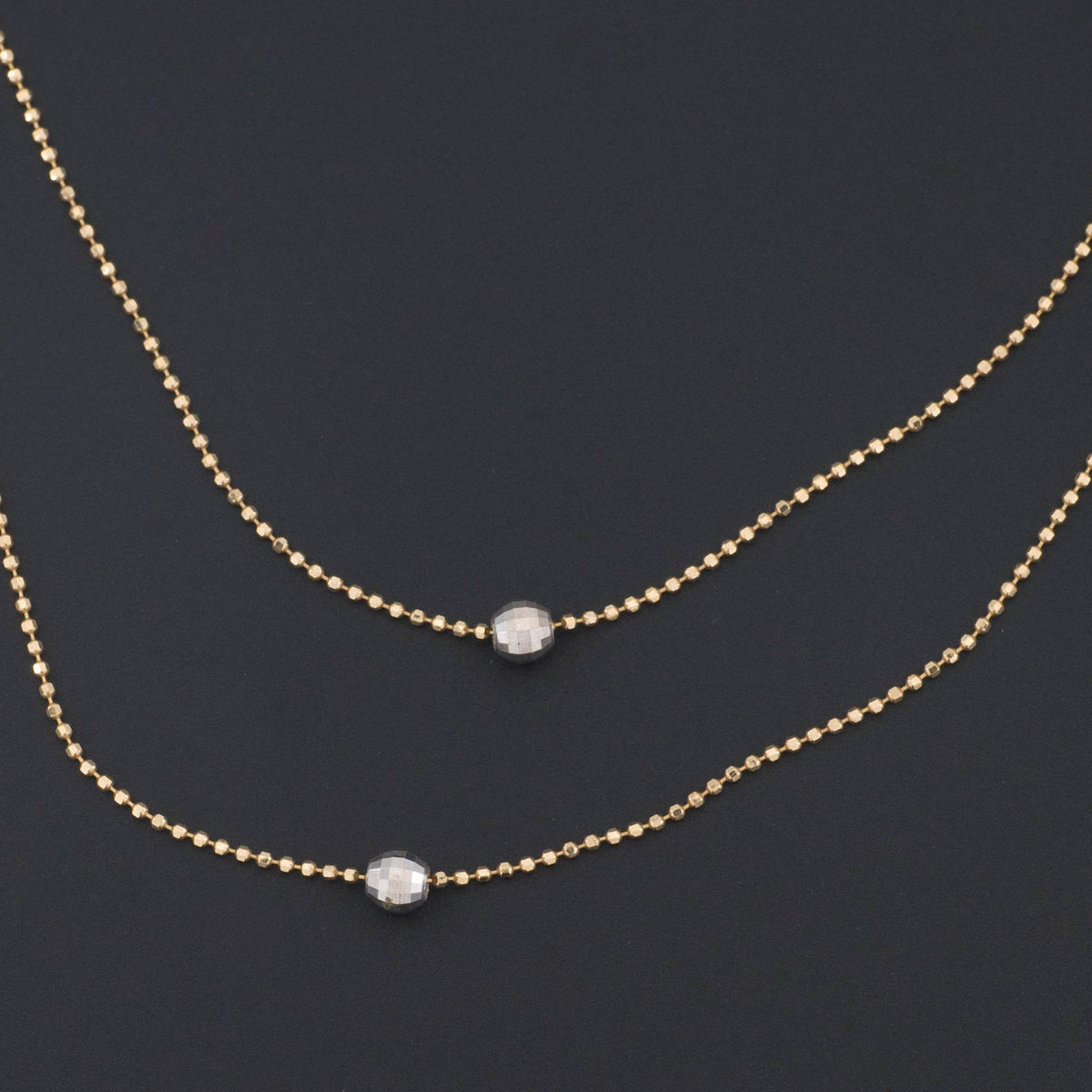 Double Chain Necklace | 14k Gold Yellow &amp; White Gold Necklace - Trademark Antiques
