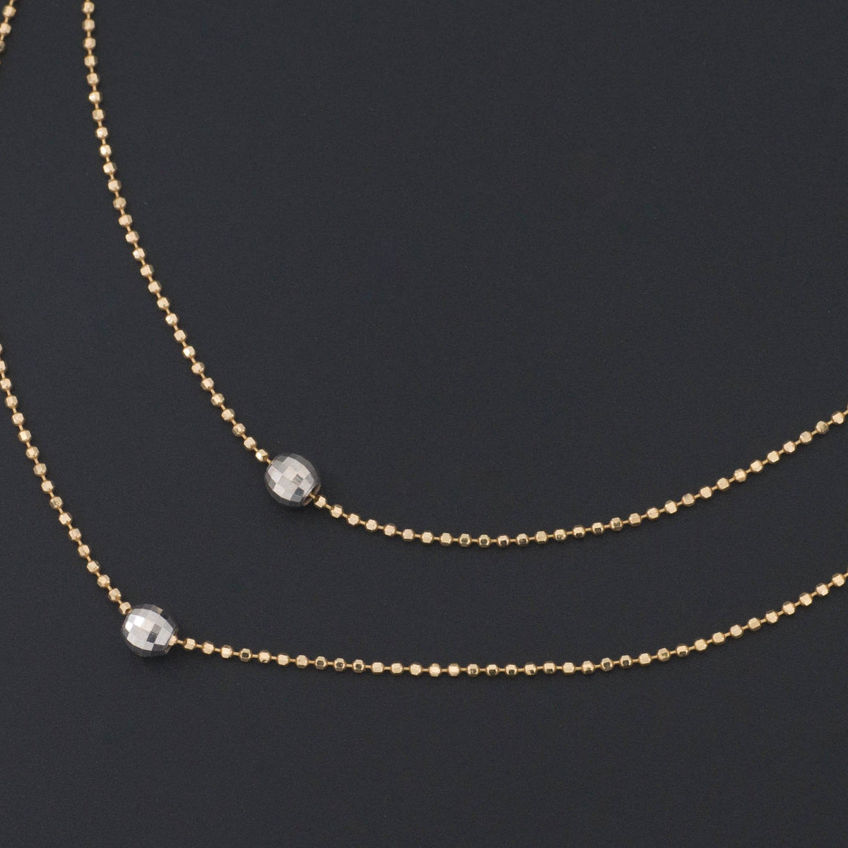 Double Chain Necklace | 14k Gold Yellow &amp; White Gold Necklace - Trademark Antiques