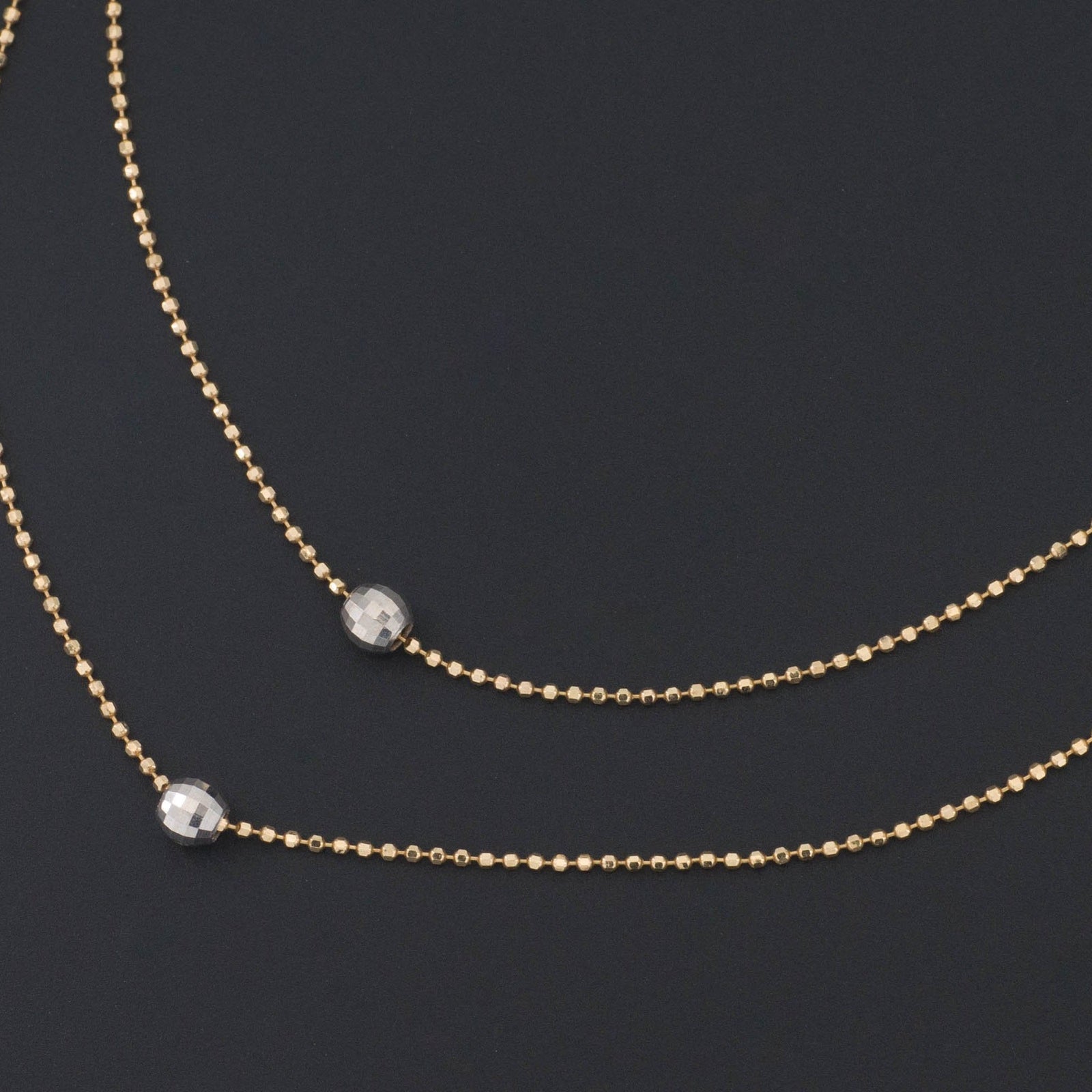 Double Chain Necklace | 14k Gold Yellow & White Gold Necklace - Trademark Antiques