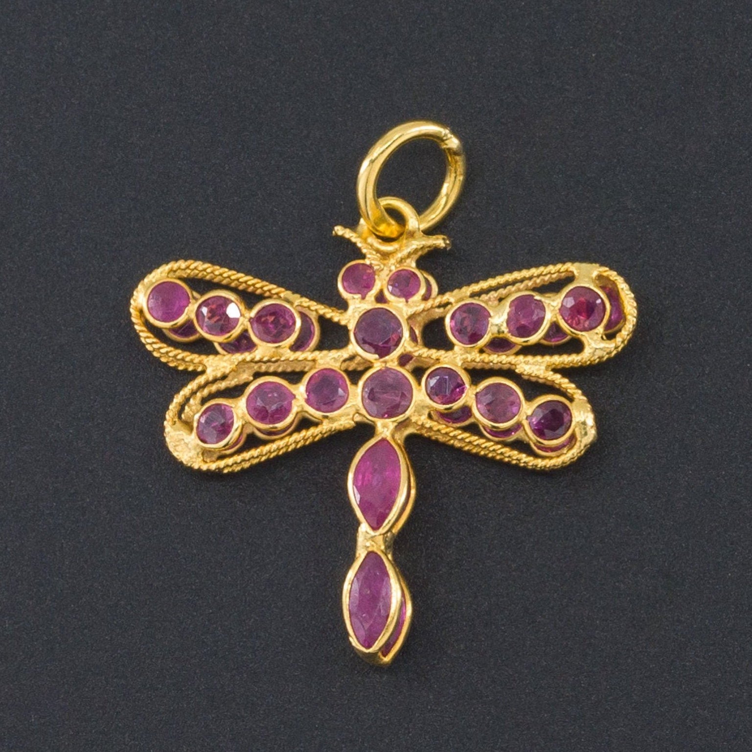 Dragonfly Charm | Ruby Dragonfly Charm - Trademark Antiques