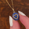 Antique Lapis and Pearl Heart Conversion Charm of 14k Gold