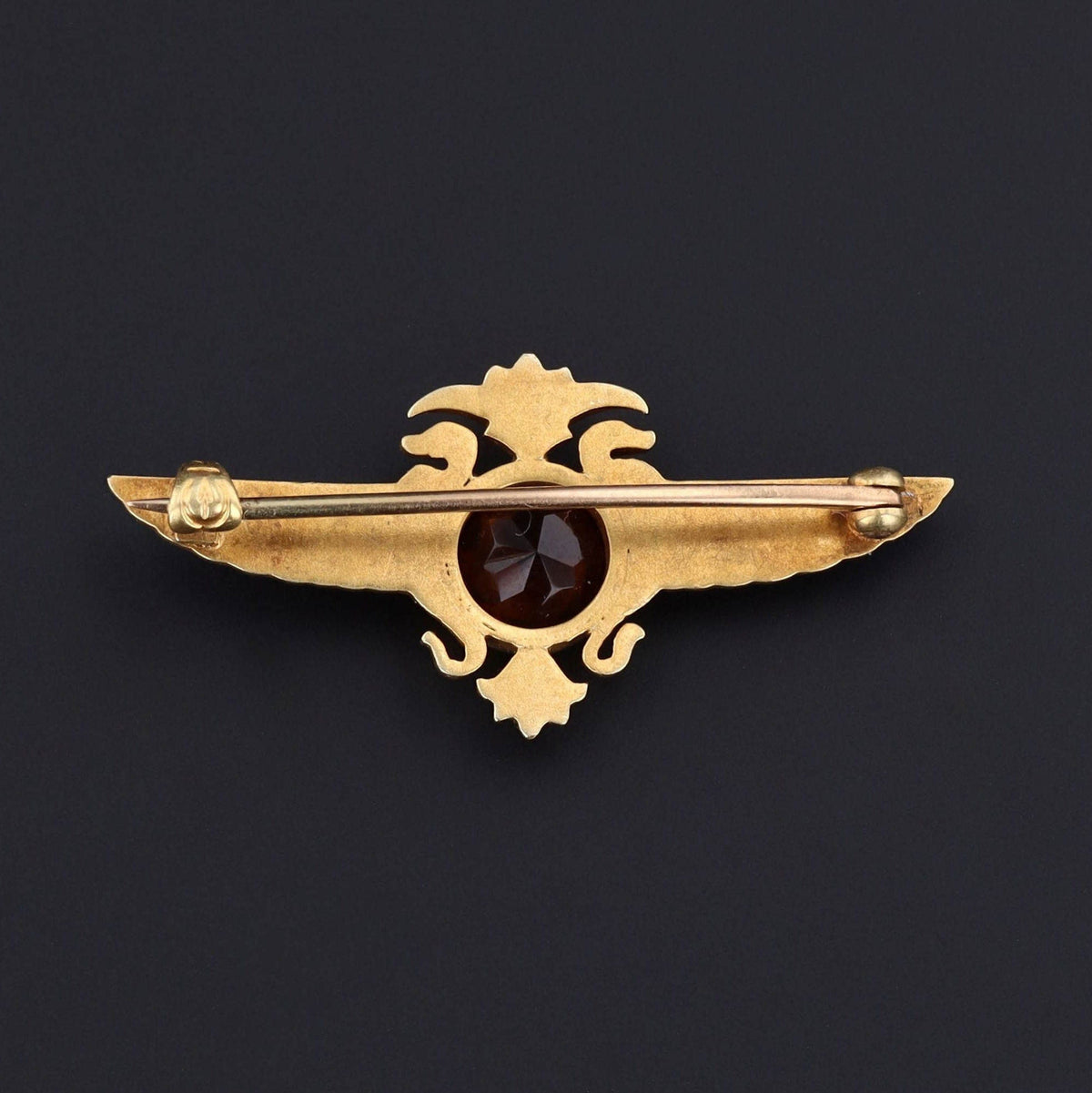 Egyptian Revival Brooch | 14k Gold, Citrine &amp; Enamel Brooch - Trademark Antiques