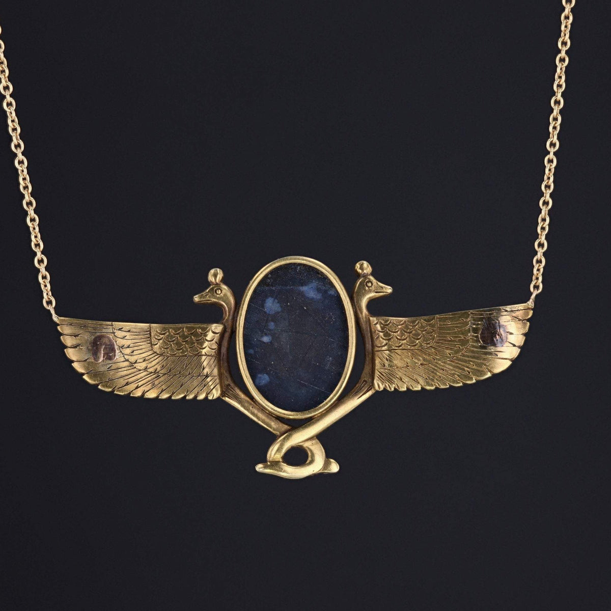 Egyptian Revival Necklace | Antique Scarab Necklace - Trademark Antiques