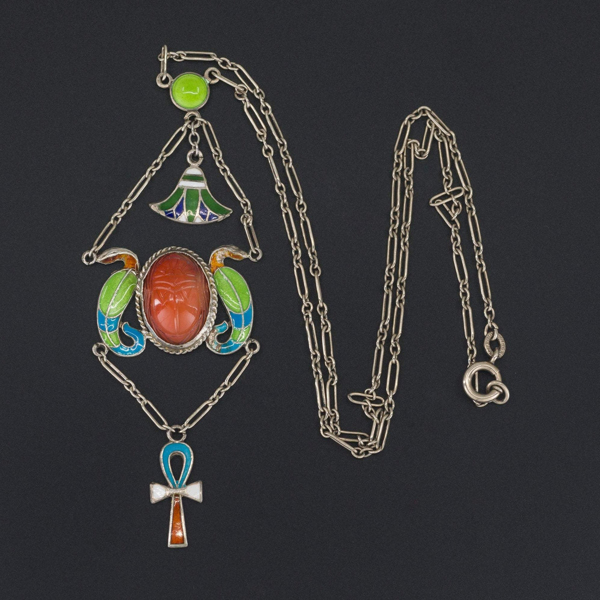 Egyptian Revival Necklace | Enamel Egyptian Revival Necklace - Trademark Antiques