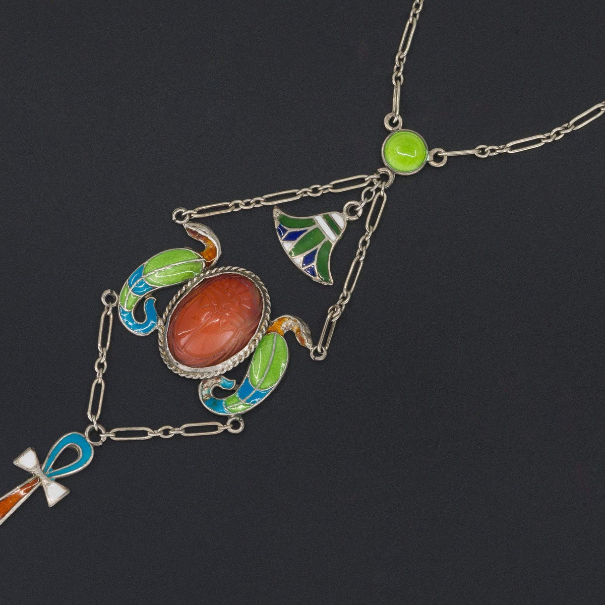 Egyptian Revival Necklace | Enamel Egyptian Revival Necklace - Trademark Antiques