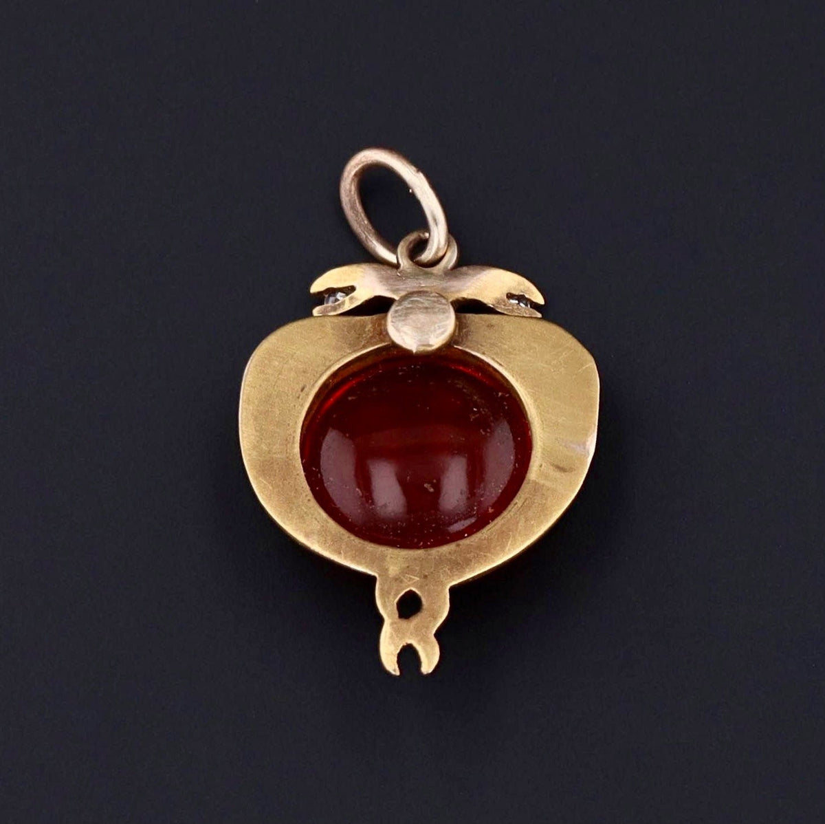 Egyptian Revival Snake Charm | Fire Opal &amp; Diamond Snake Charm - Trademark Antiques