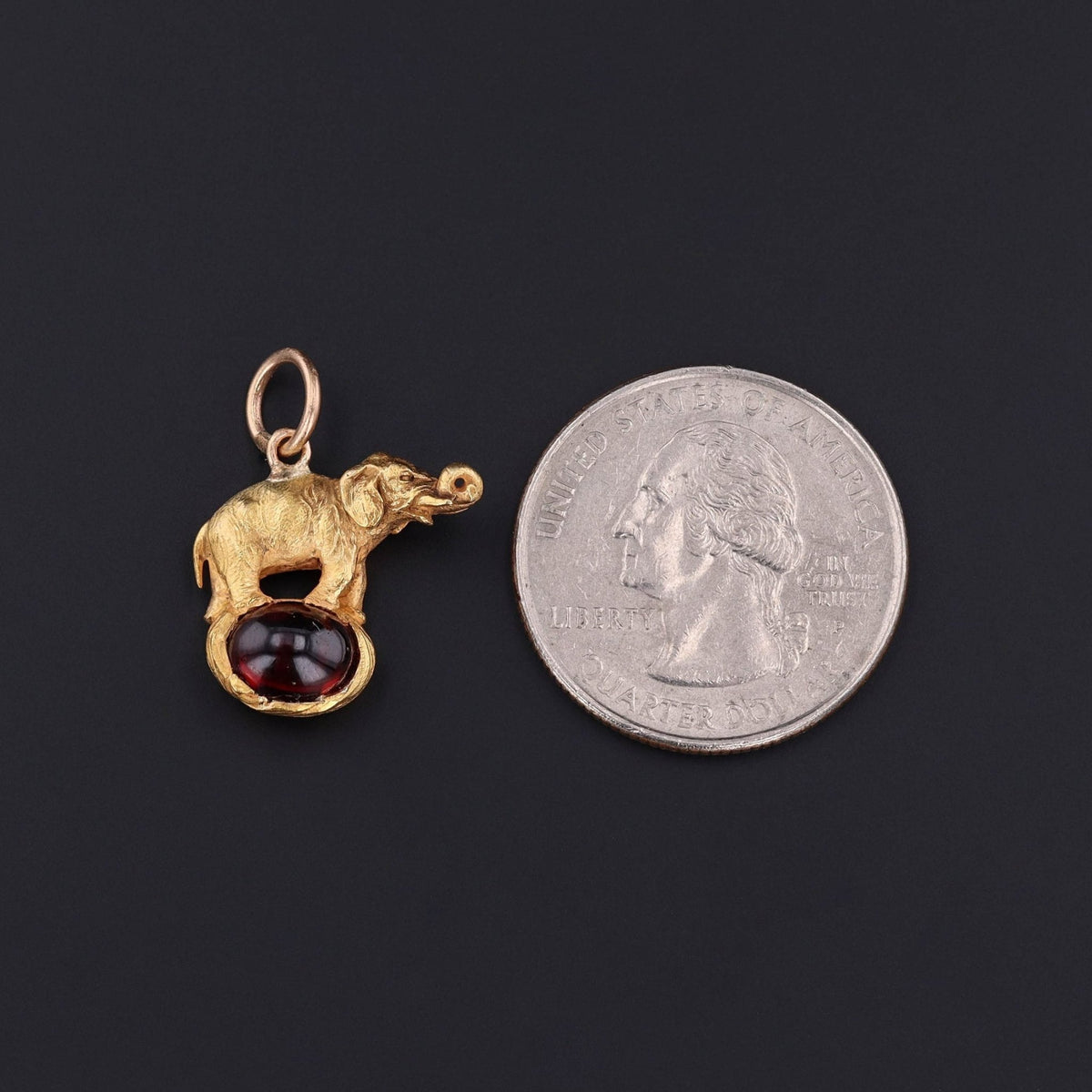 Elephant Charm | Garnet Pendant - Trademark Antiques