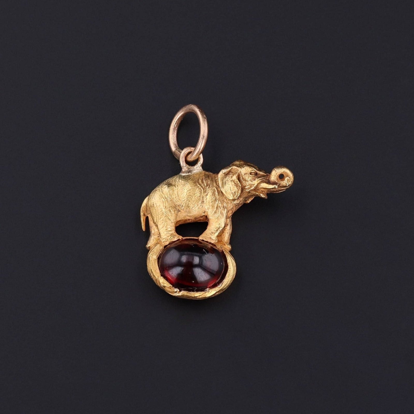 Elephant Charm | Garnet Pendant - Trademark Antiques