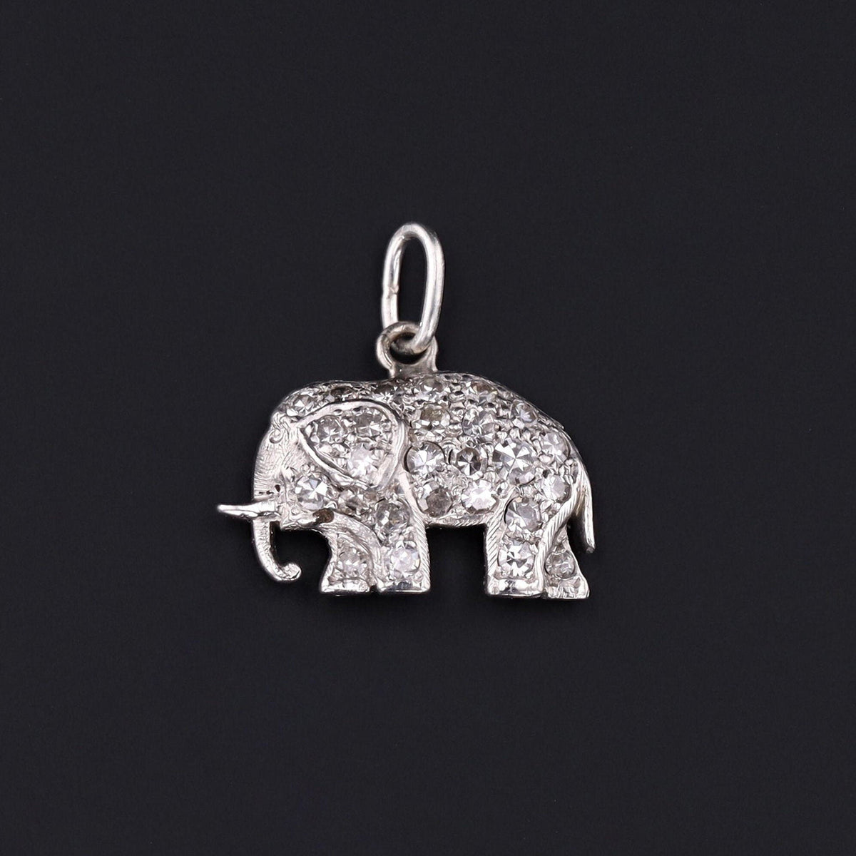 Elephant Charm | Platinum Elephant Charm - Trademark Antiques