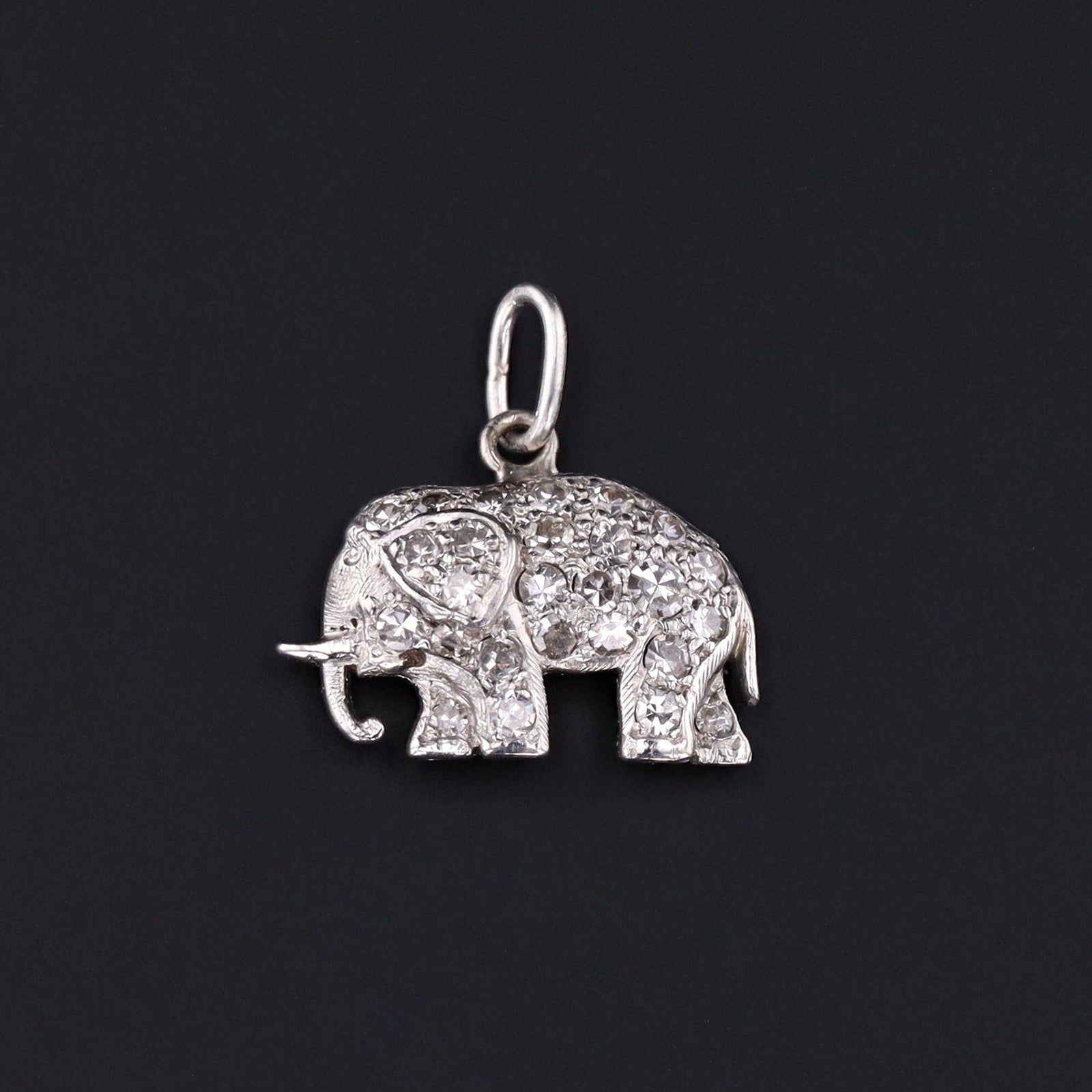 Elephant Charm | Platinum Elephant Charm - Trademark Antiques