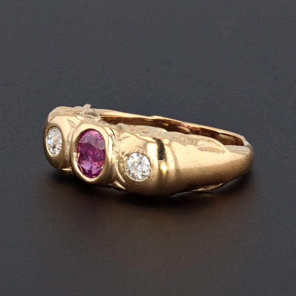 Elephant Ring | Natural No Heat Ruby Ring &amp; Diamond Ring - Trademark Antiques