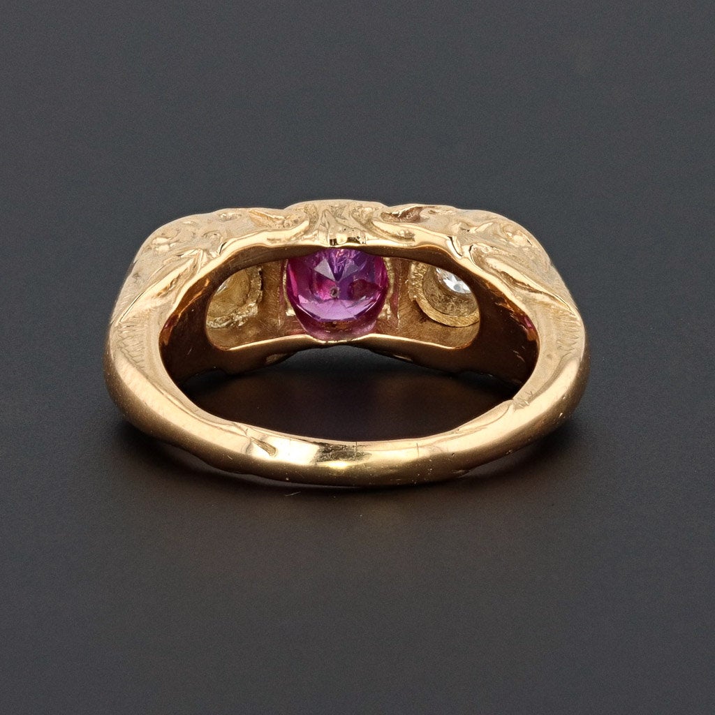 Elephant Ring | Natural No Heat Ruby Ring &amp; Diamond Ring - Trademark Antiques