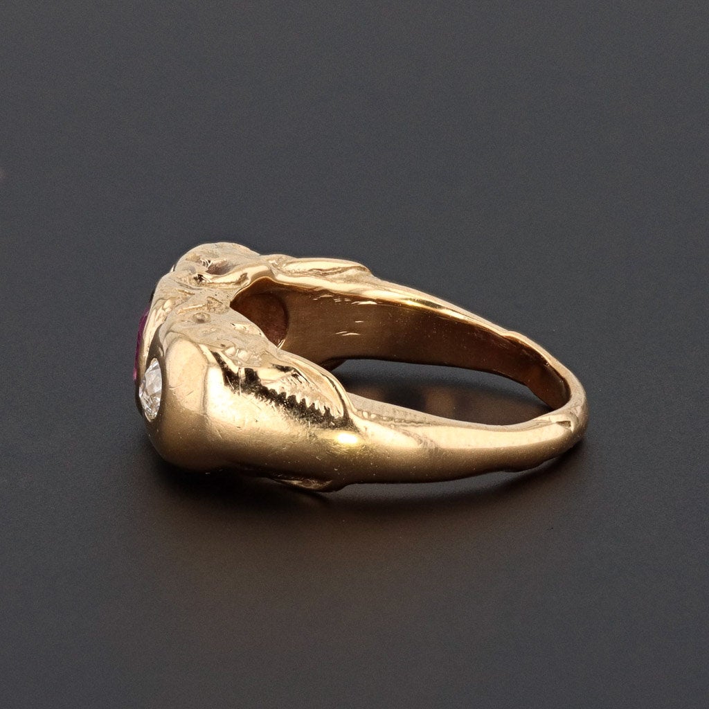 Elephant Ring | Natural No Heat Ruby Ring &amp; Diamond Ring - Trademark Antiques