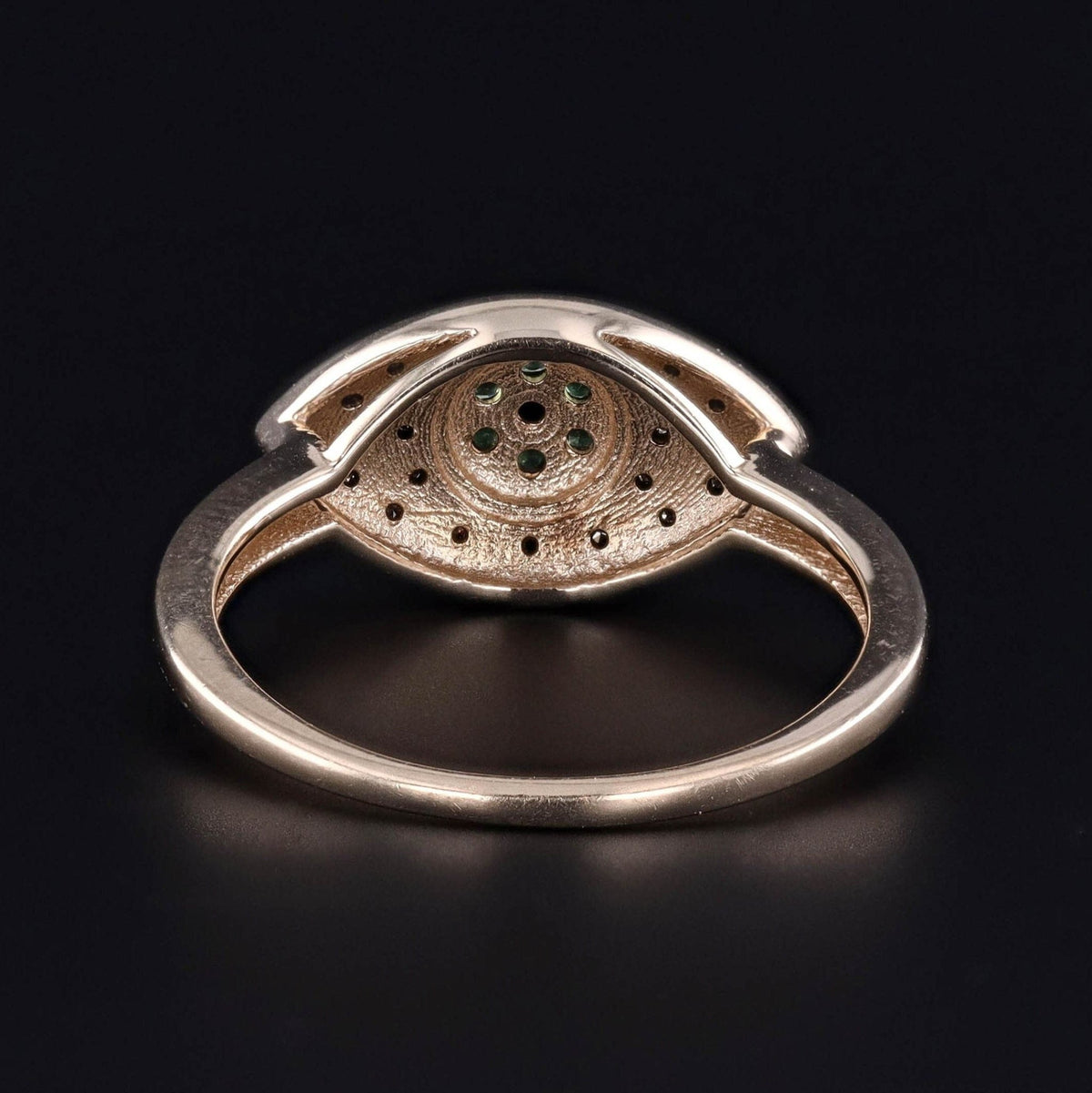 Emerald &amp; Diamond Evil Eye Ring of 10k Gold - Trademark Antiques