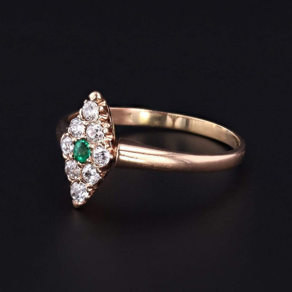 Emerald &amp; Diamond Ring | 14k Gold Ring - Trademark Antiques