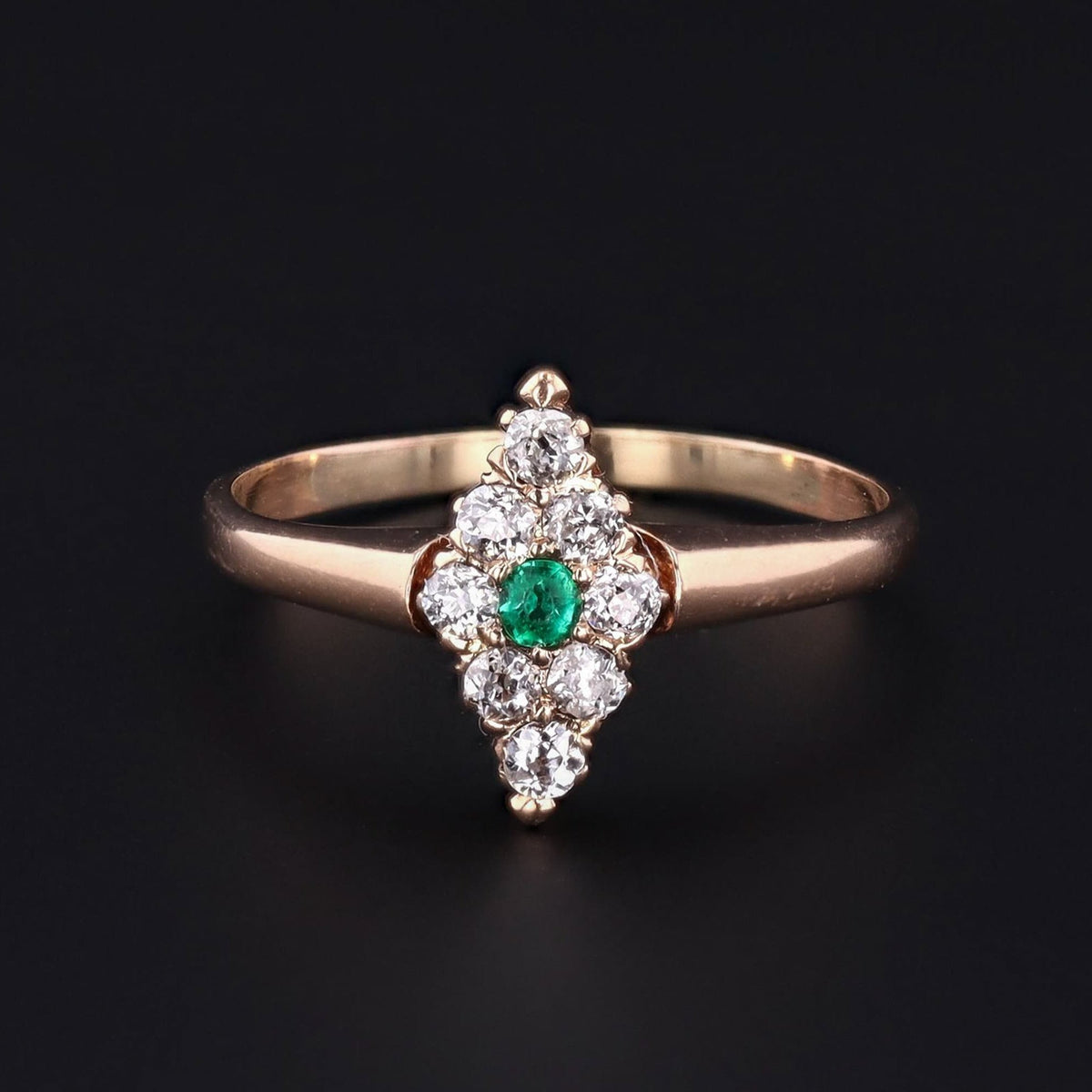 Emerald &amp; Diamond Ring | 14k Gold Ring - Trademark Antiques