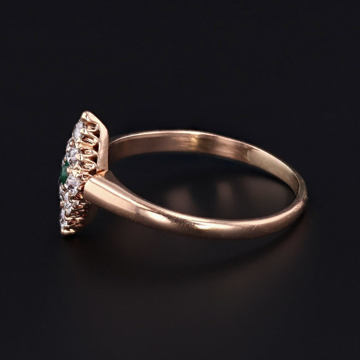 Emerald &amp; Diamond Ring | 14k Gold Ring - Trademark Antiques