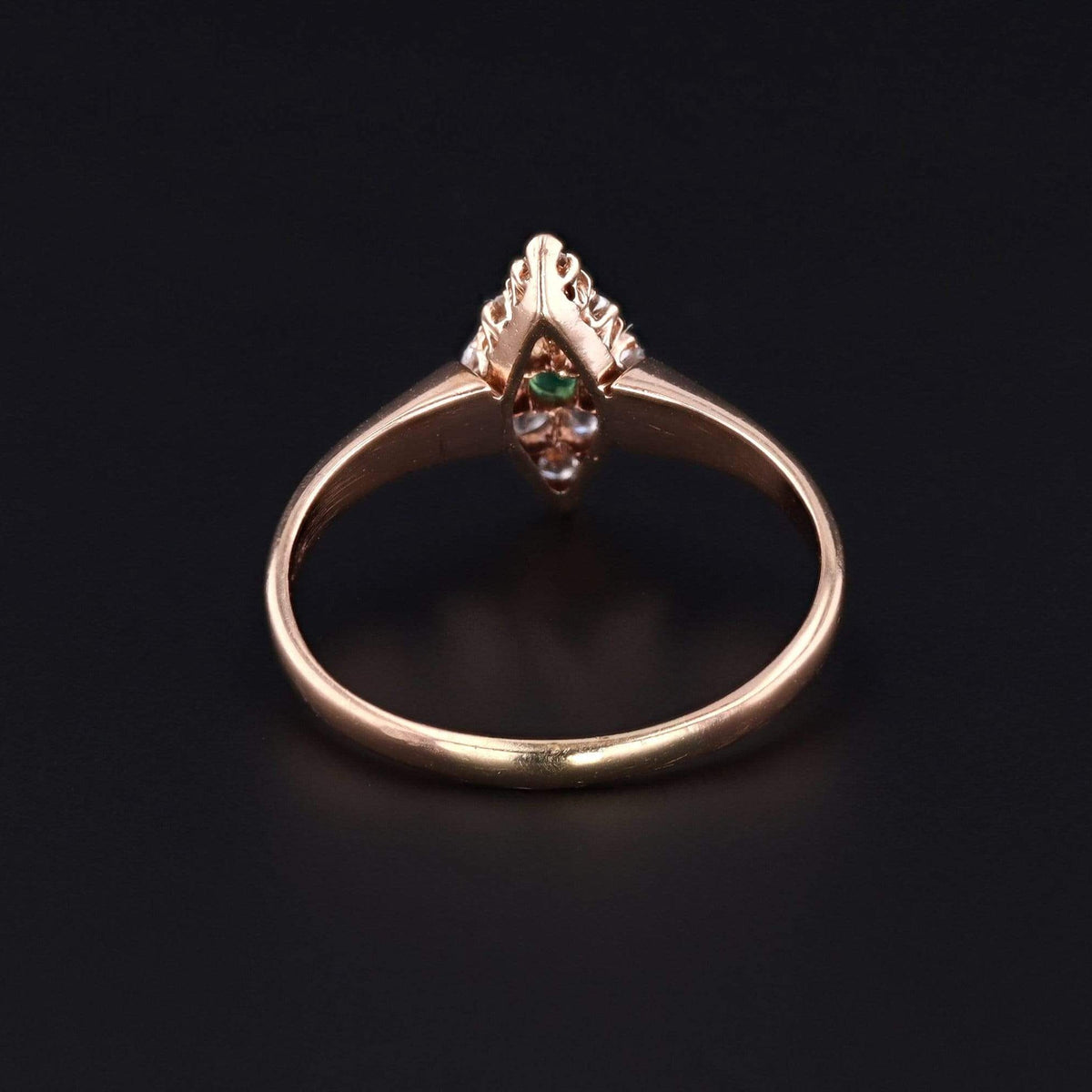 Emerald &amp; Diamond Ring | 14k Gold Ring - Trademark Antiques