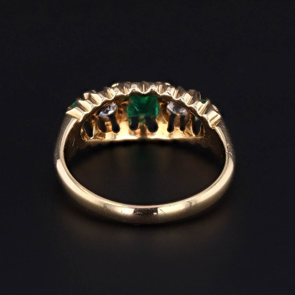 Emerald &amp; Diamond Ring | Antique Emerald Ring - Trademark Antiques