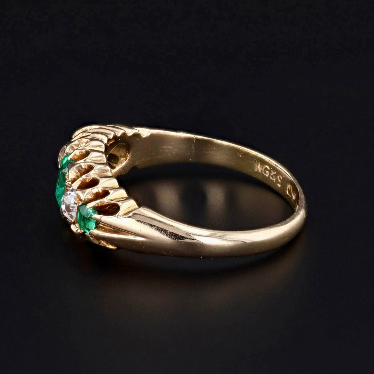 Emerald &amp; Diamond Ring | Antique Emerald Ring - Trademark Antiques