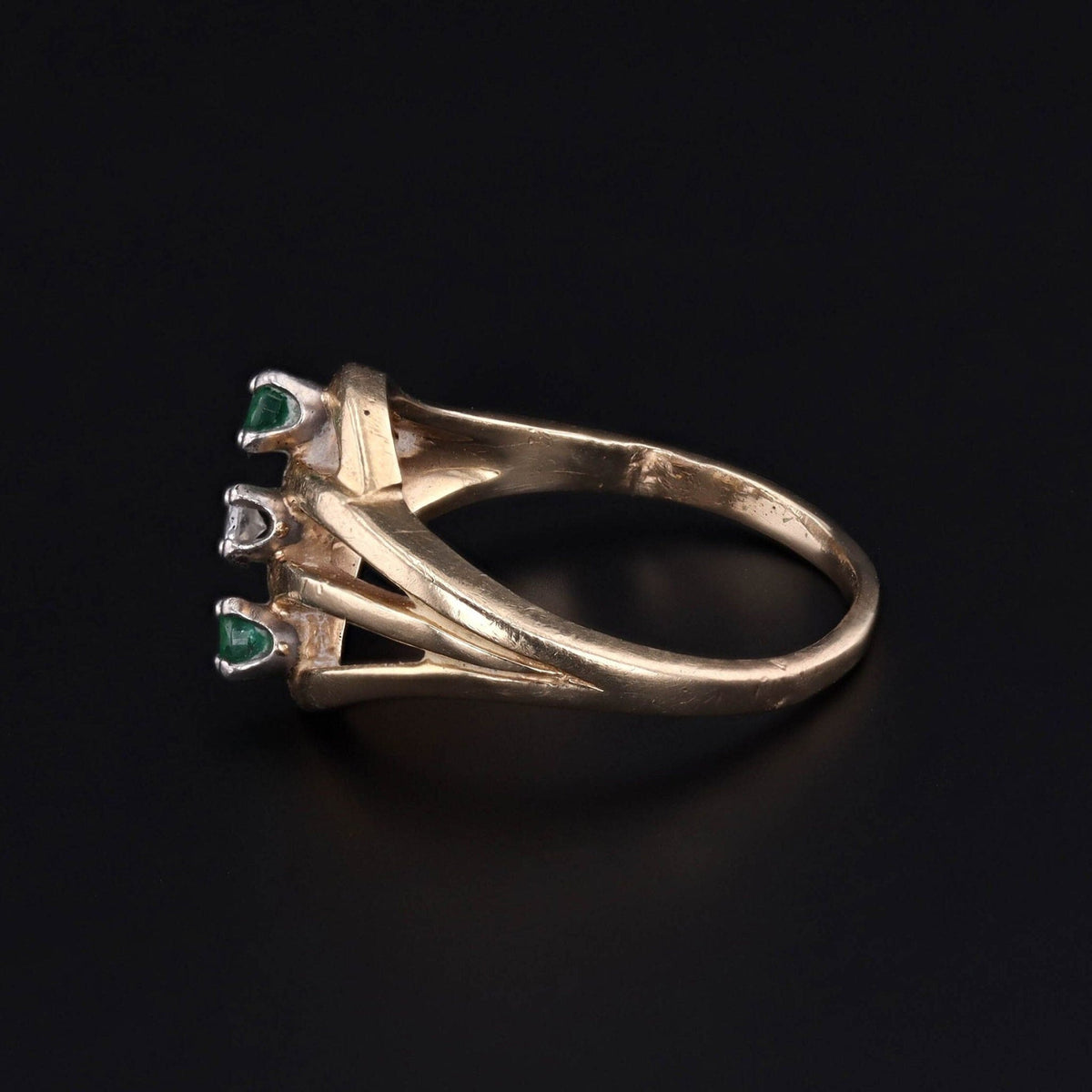 Emerald &amp; Diamond Ring | Vintage Emerald Ring - Trademark Antiques