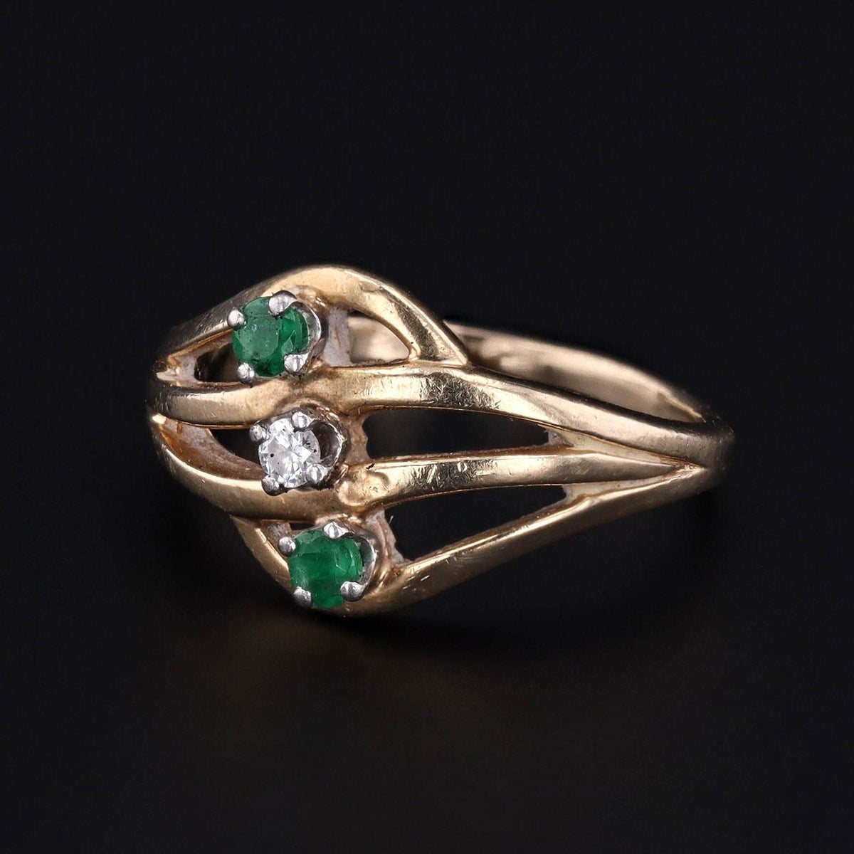 Emerald &amp; Diamond Ring | Vintage Emerald Ring - Trademark Antiques