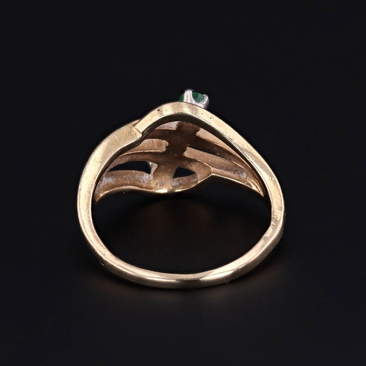 Emerald &amp; Diamond Ring | Vintage Emerald Ring - Trademark Antiques