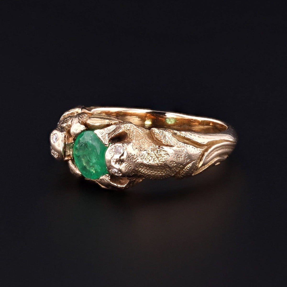 Emerald Frog Ring | Vintage Diamond &amp; Emerald Ring - Trademark Antiques