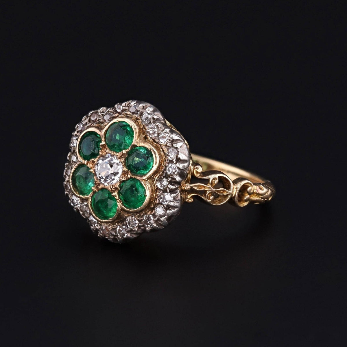 Emerald Ring | Flower Ring - Trademark Antiques
