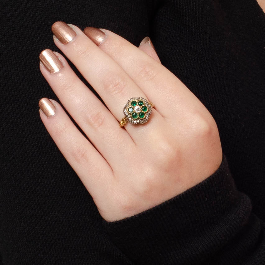 Emerald Ring | Flower Ring - Trademark Antiques