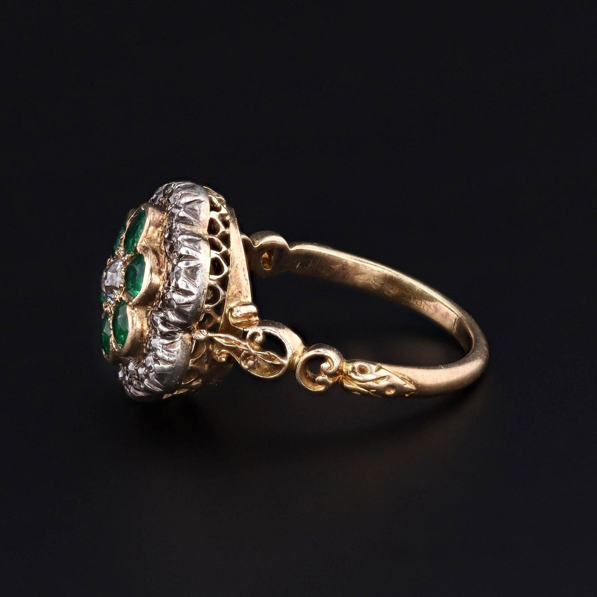Emerald Ring | Flower Ring - Trademark Antiques