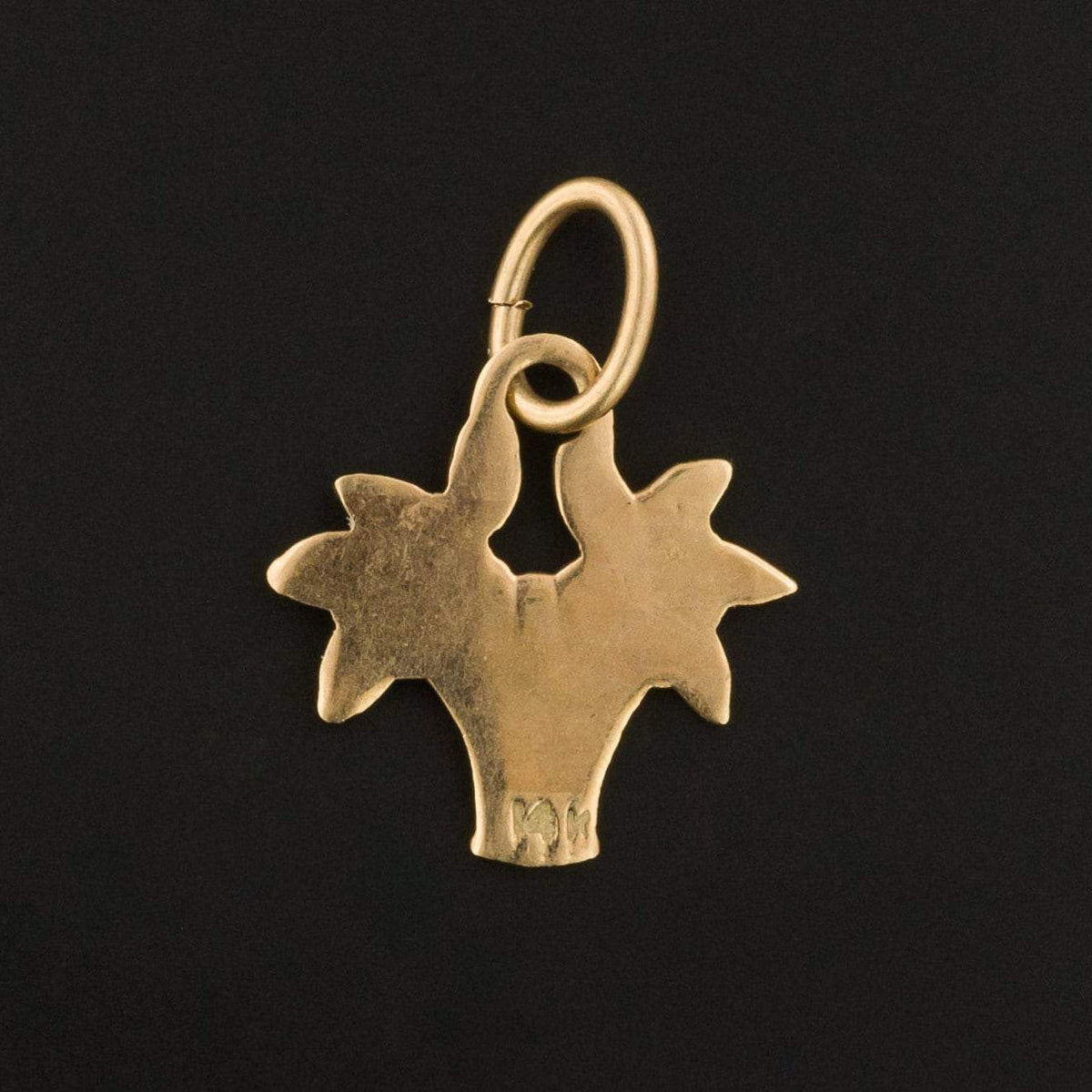 Enamel Flower Basket Charm | 14k Gold Charm - Trademark Antiques