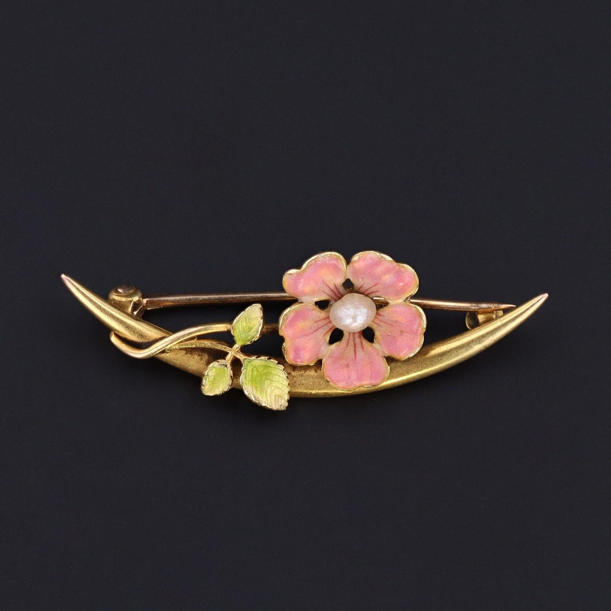 Enamel Flower Brooch | Antique Flower Brooch - Trademark Antiques