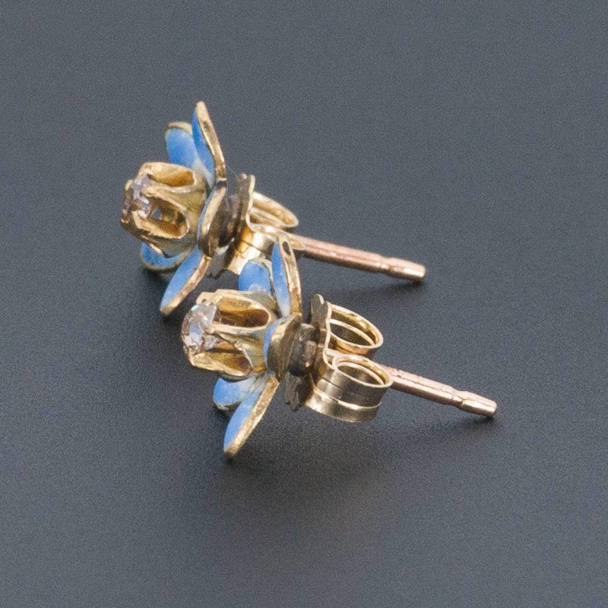 Enamel Flower Earrings | 14k Gold Earrings - Trademark Antiques