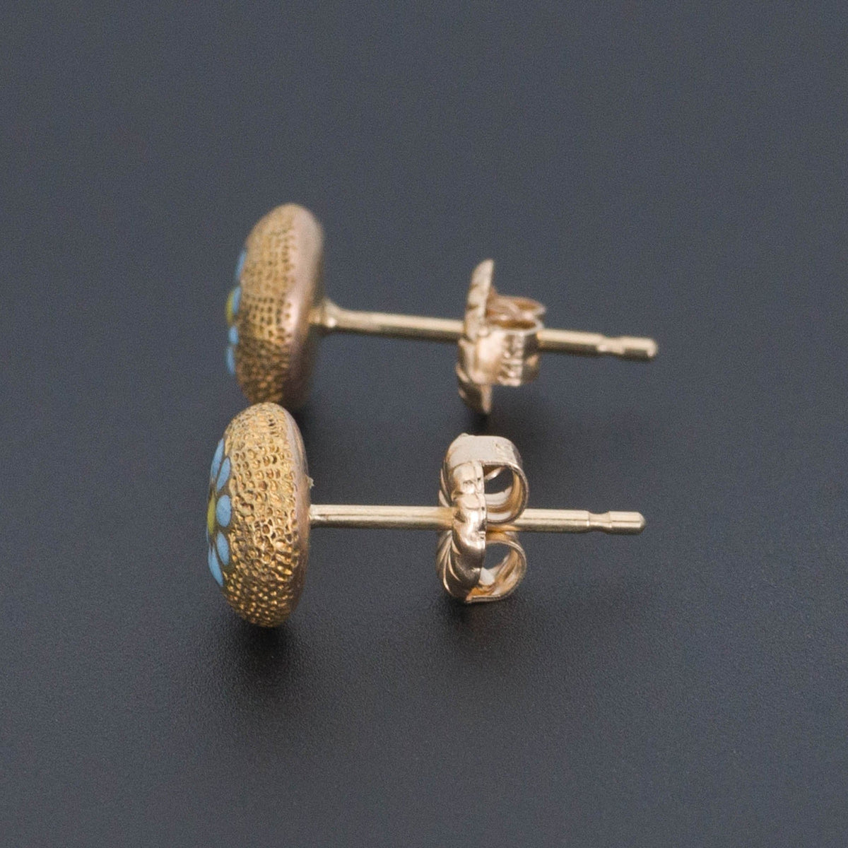 Enamel Flower Earrings | 14k Gold Earrings - Trademark Antiques