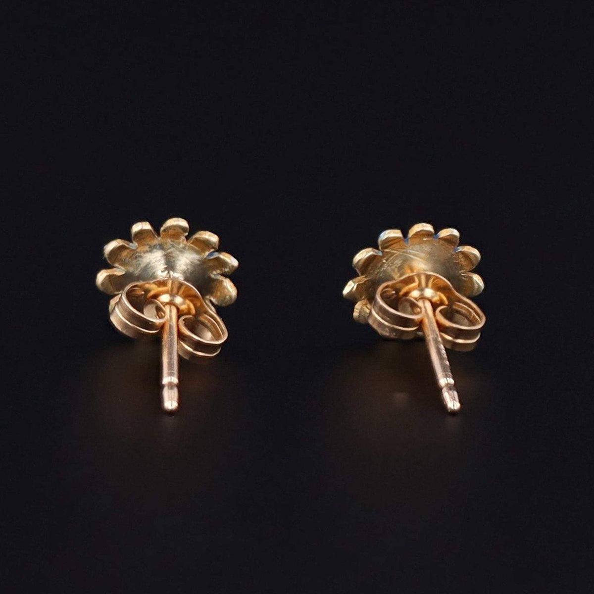 Enamel Flower Earrings | 14k Gold Earrings - Trademark Antiques