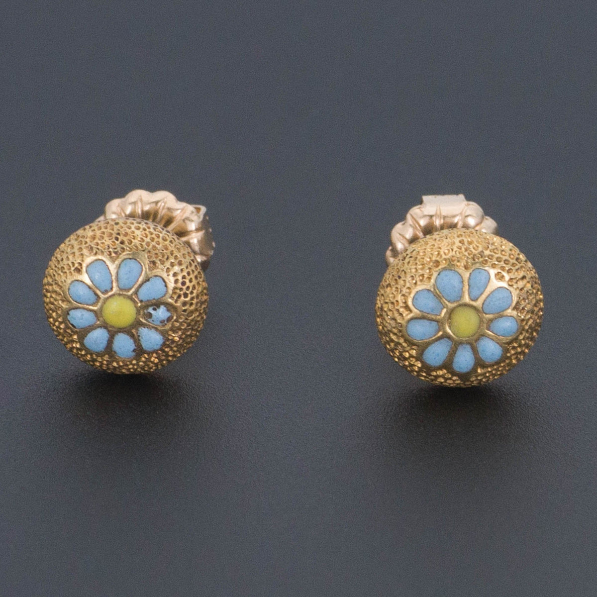 Enamel Flower Earrings | 14k Gold Earrings - Trademark Antiques