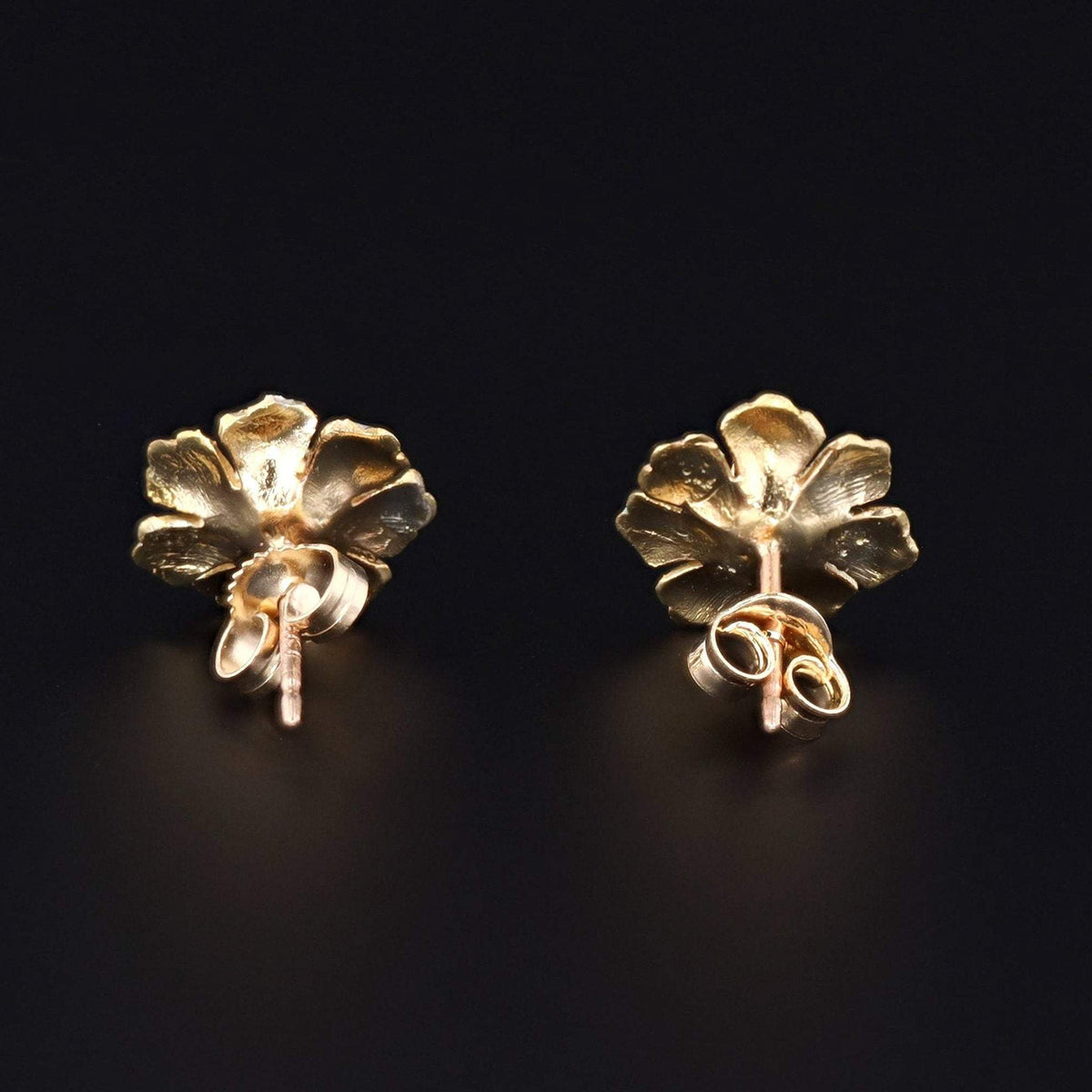 Enamel Flower Earrings | 14k Gold Earrings - Trademark Antiques