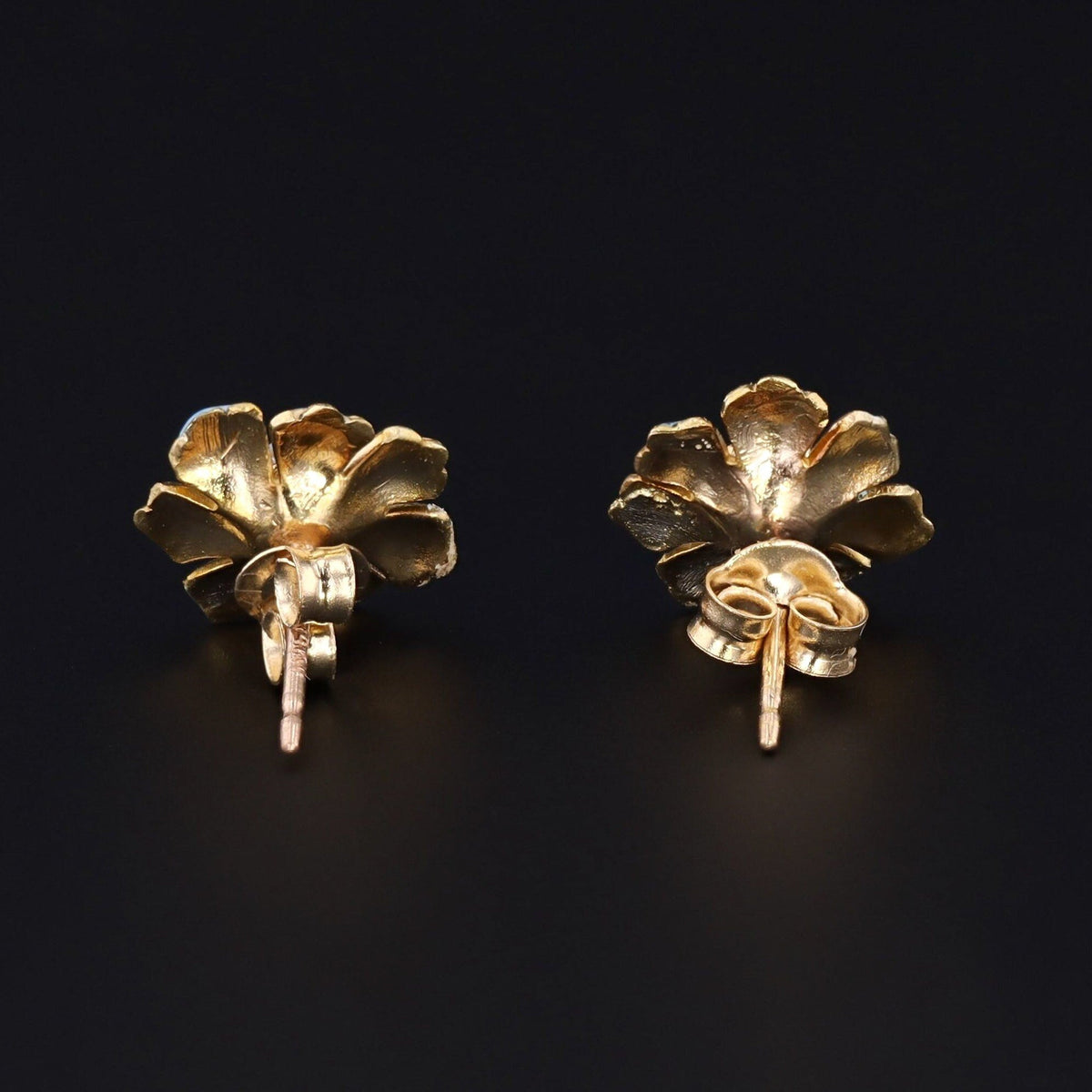 Enamel Flower Earrings | 14k Gold Earrings - Trademark Antiques