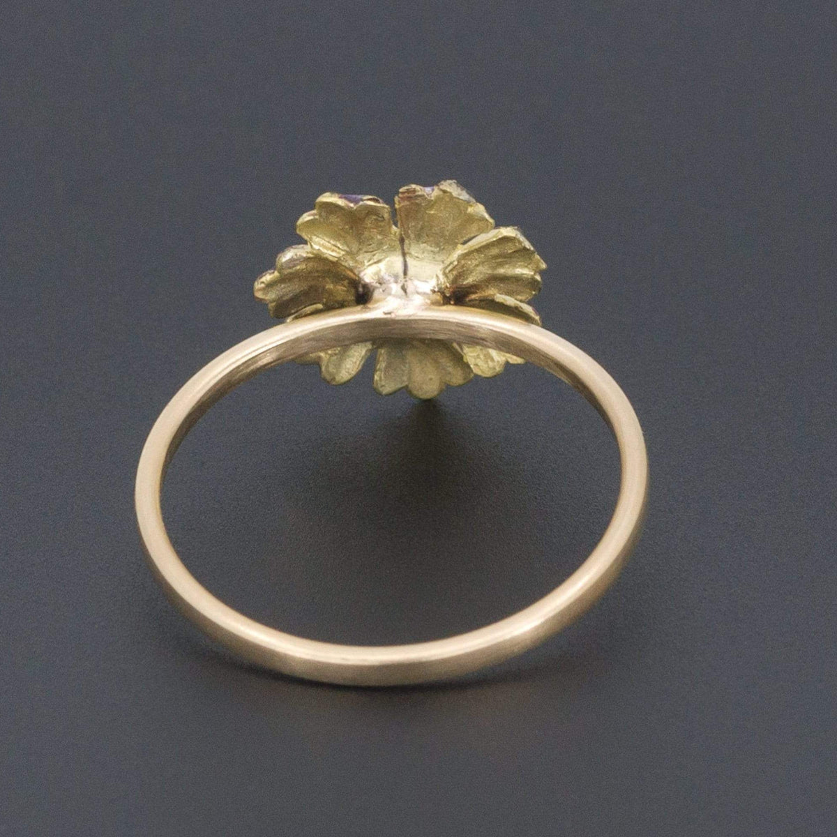 Enamel Flower Ring | Antique Pin Conversion Ring - Trademark Antiques