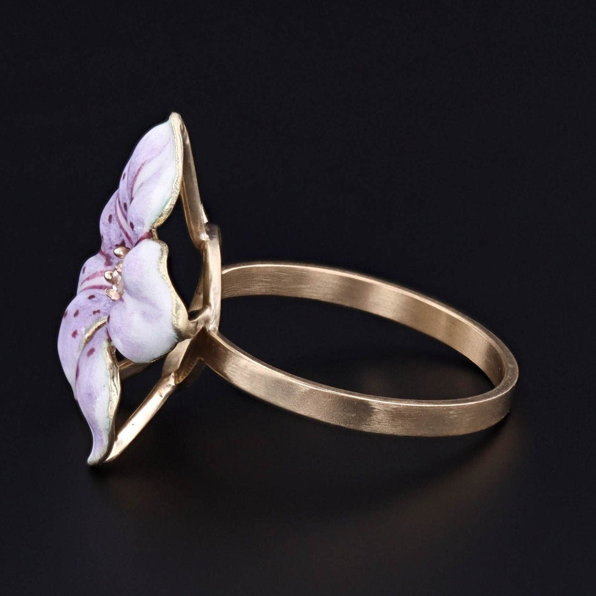 Enamel Flower Ring | Antique Pin Conversion Ring - Trademark Antiques
