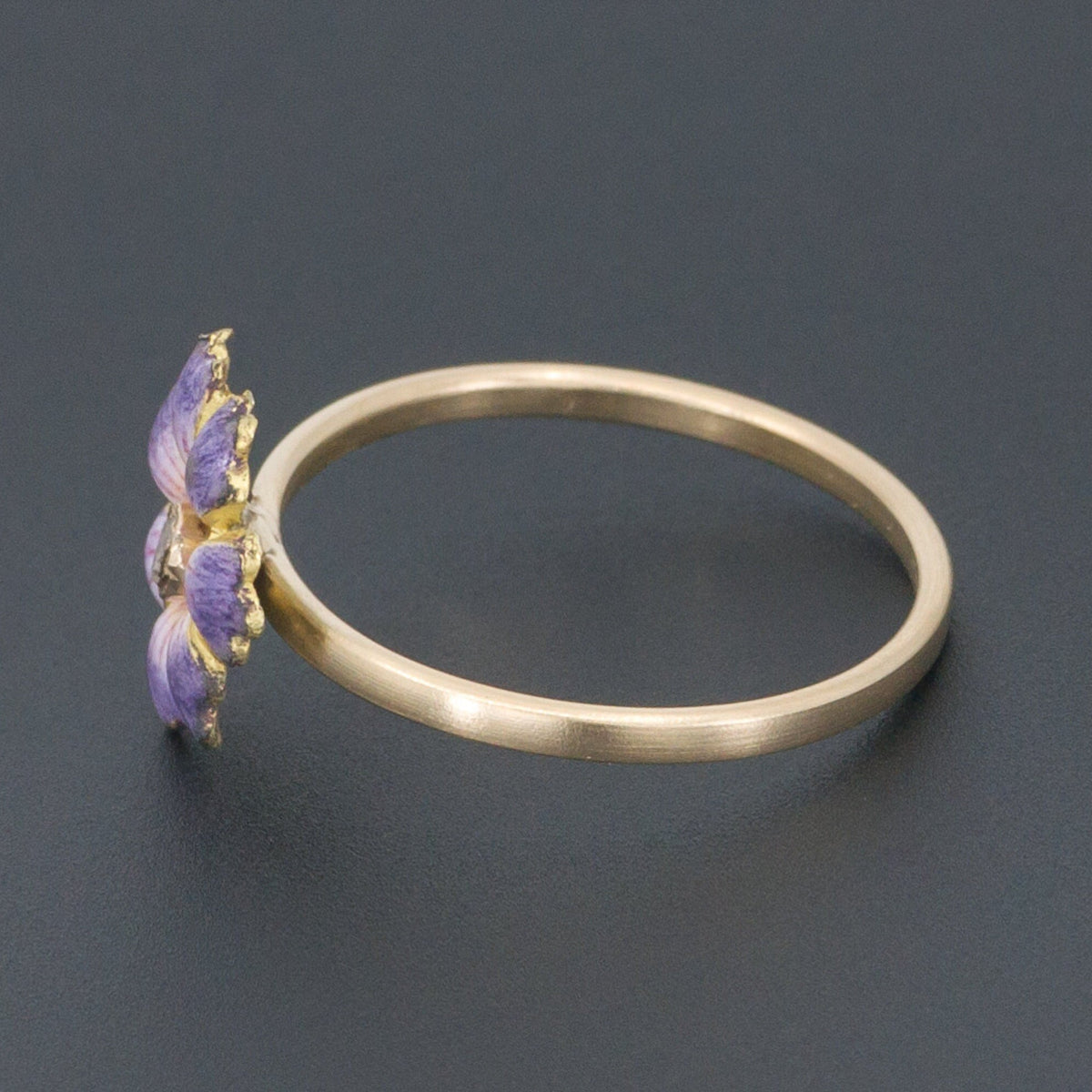 Enamel Flower Ring | Antique Pin Conversion Ring - Trademark Antiques