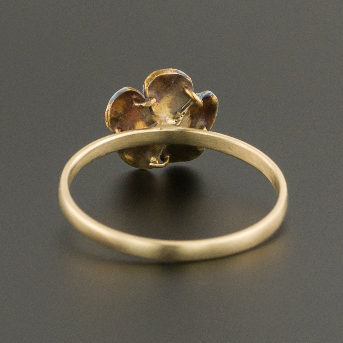 Enamel Flower Ring | Antique Pin Conversion Ring - Trademark Antiques